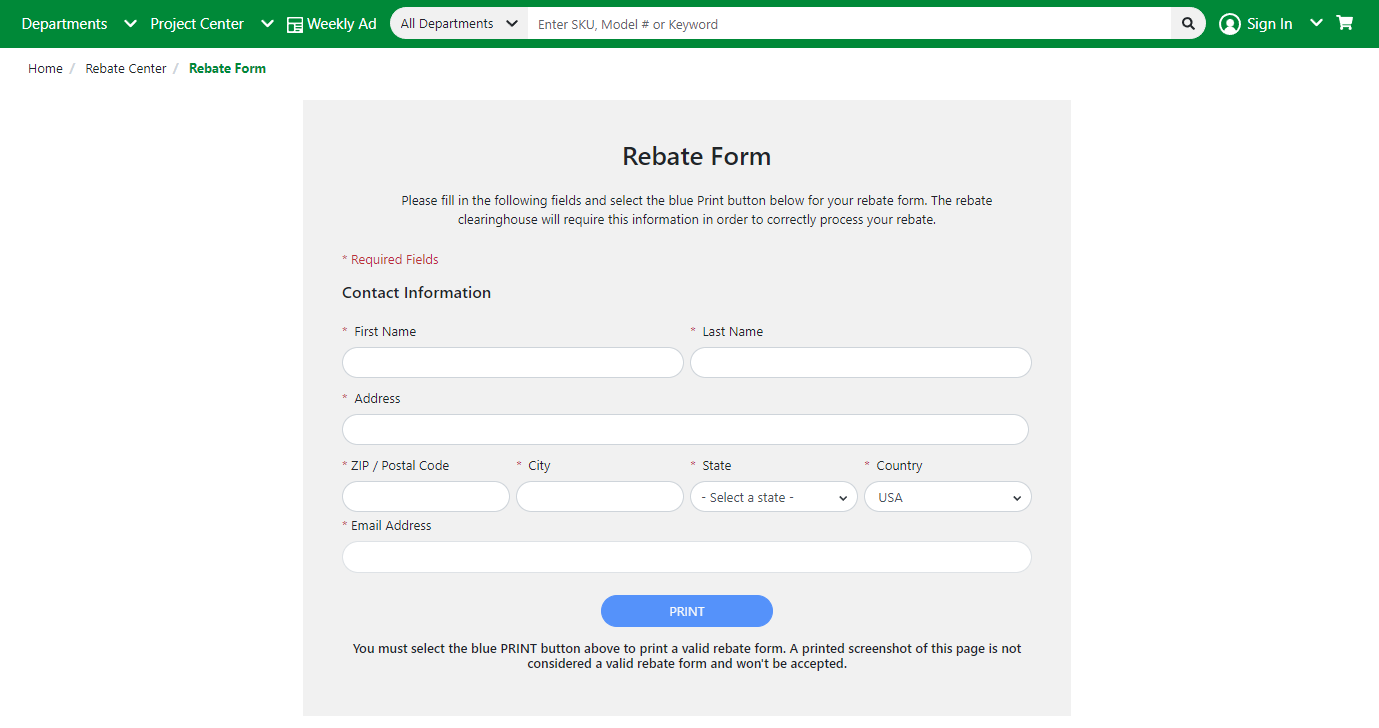 Fill Out Menards Rebate Online